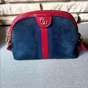 Gucci Blue Suede Ophidia Crossbody Handbag